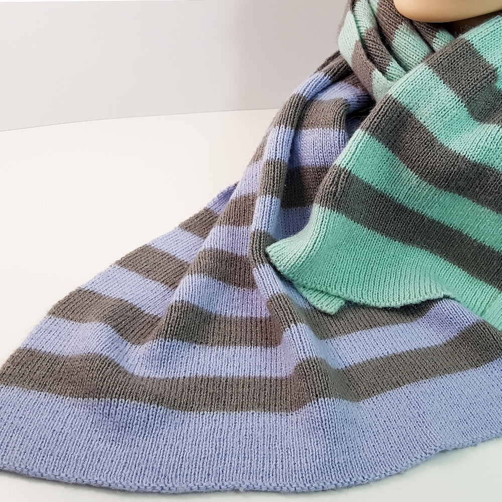 🔖Vtg 90's ESPRIT🎄Multicolor Stripes Knitted Chunky Long Winter Scarf - Picture 4 of 7